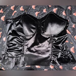 Black Satin Bustier Corset Top From Pink